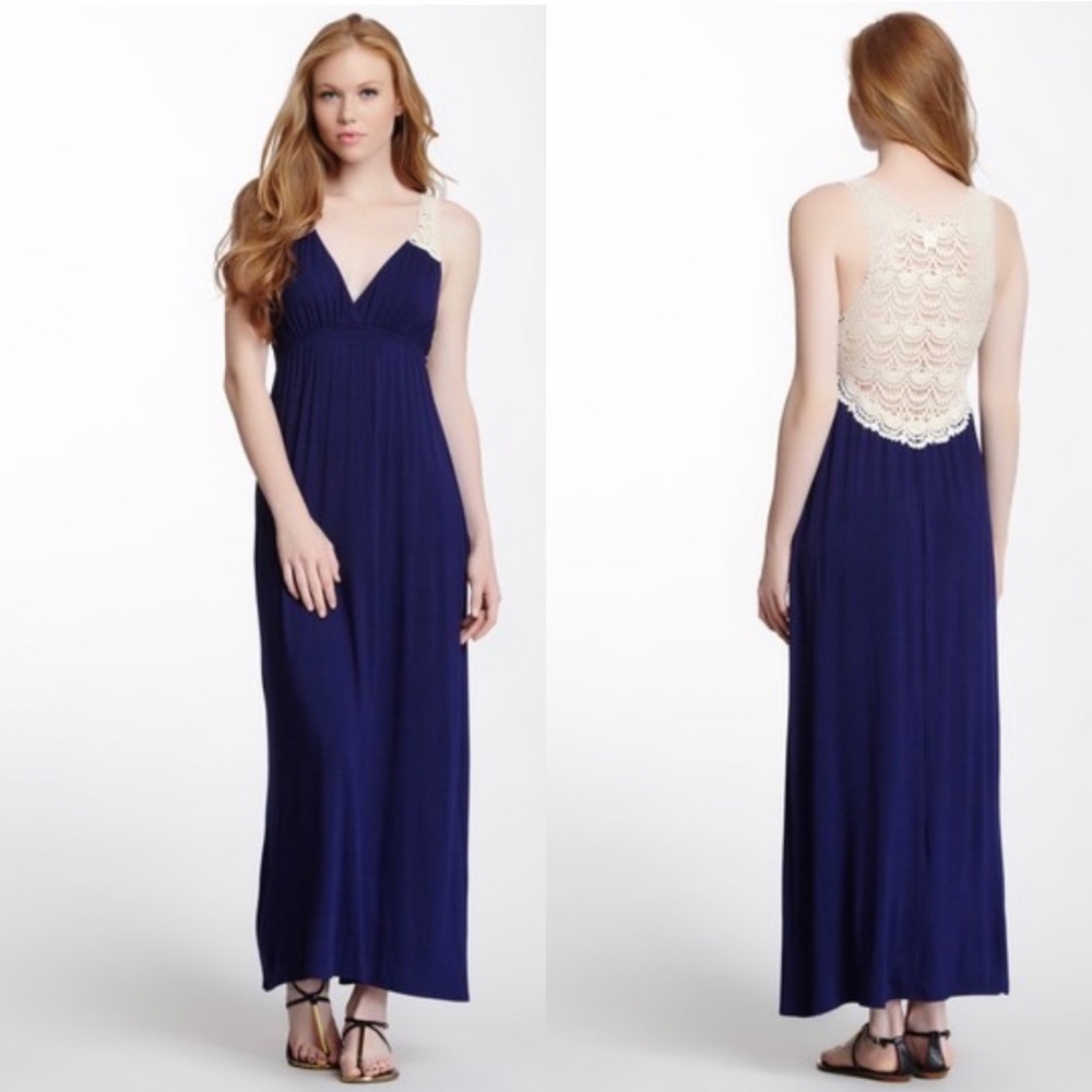 Love...Ady Crochet Back Knit Maxi Dress Size XS